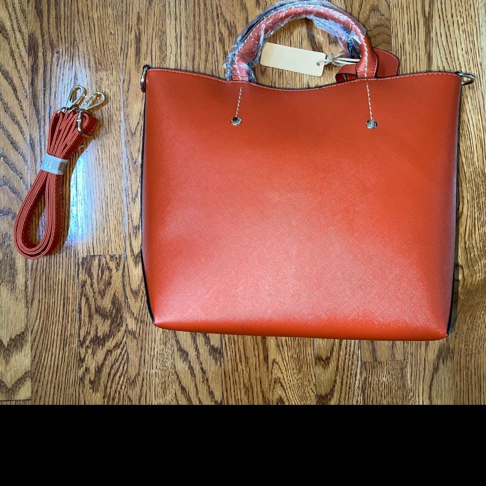 NEW Hynes Eagle Patent Leather Top Handle Handbag - Brown